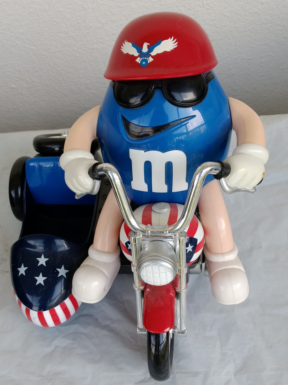 M&M'S Blue Character Motorcycle  with Red Helmet & Patriotic Accents